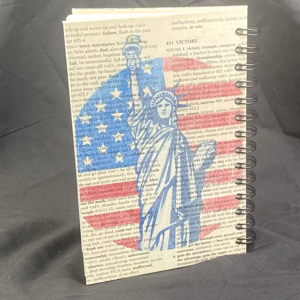 Journal Unique U.S.A. Designs Handmade Upcycled Spiral Notebook Patriotic 200 Pg